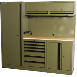 DALLAS LOCATION- AS-IS HUSKY 80.2 in. W x 75 in. H x 19.2 in. D Steel 8-Piece Garage Storage System Matte Army Green