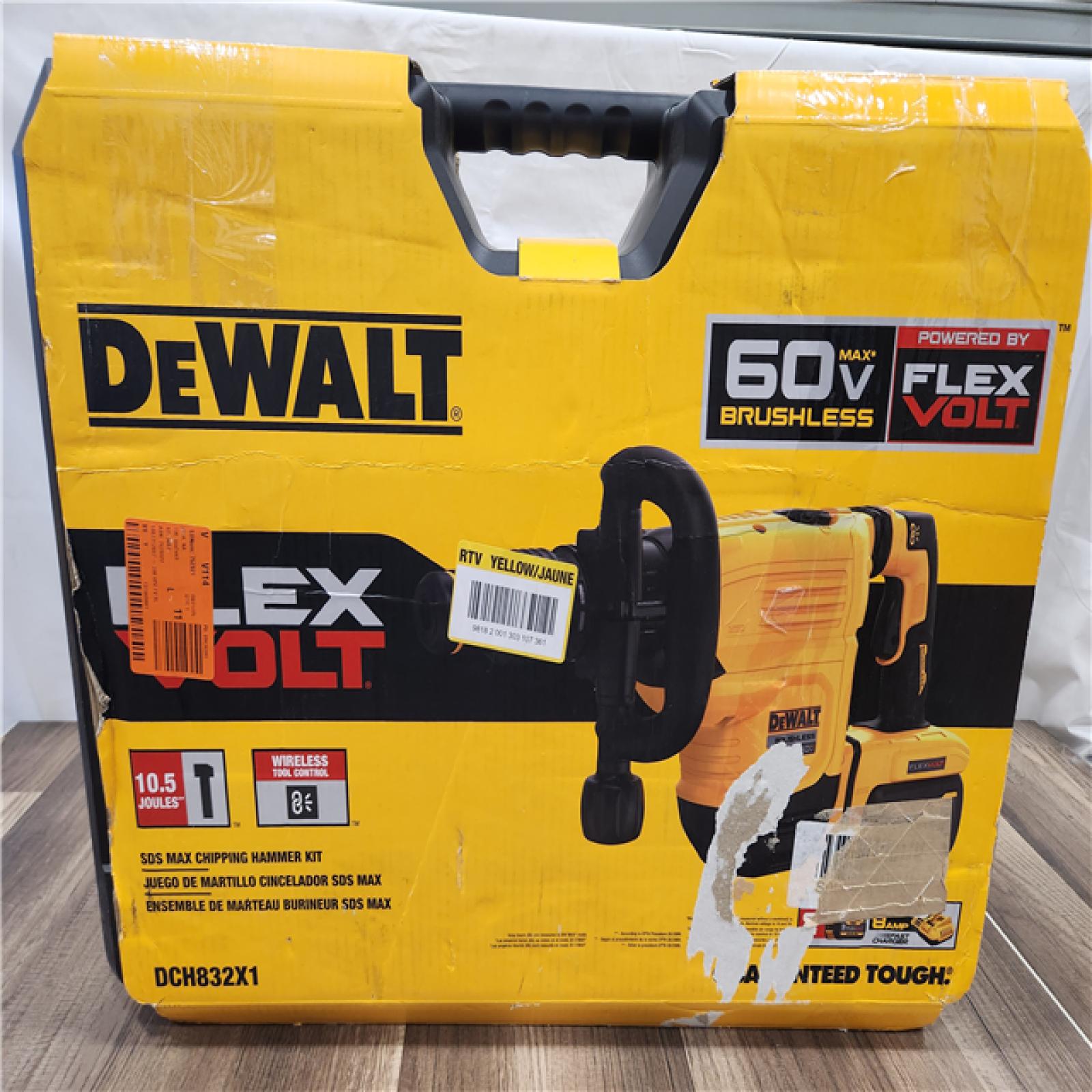 AS-IS- FLEXVOLT 60V Lithium-Ion Cordless SDS MAX 3/4 in. Chipping Hammer Kit with 9.0Ah Battery  Charger and Kit Box