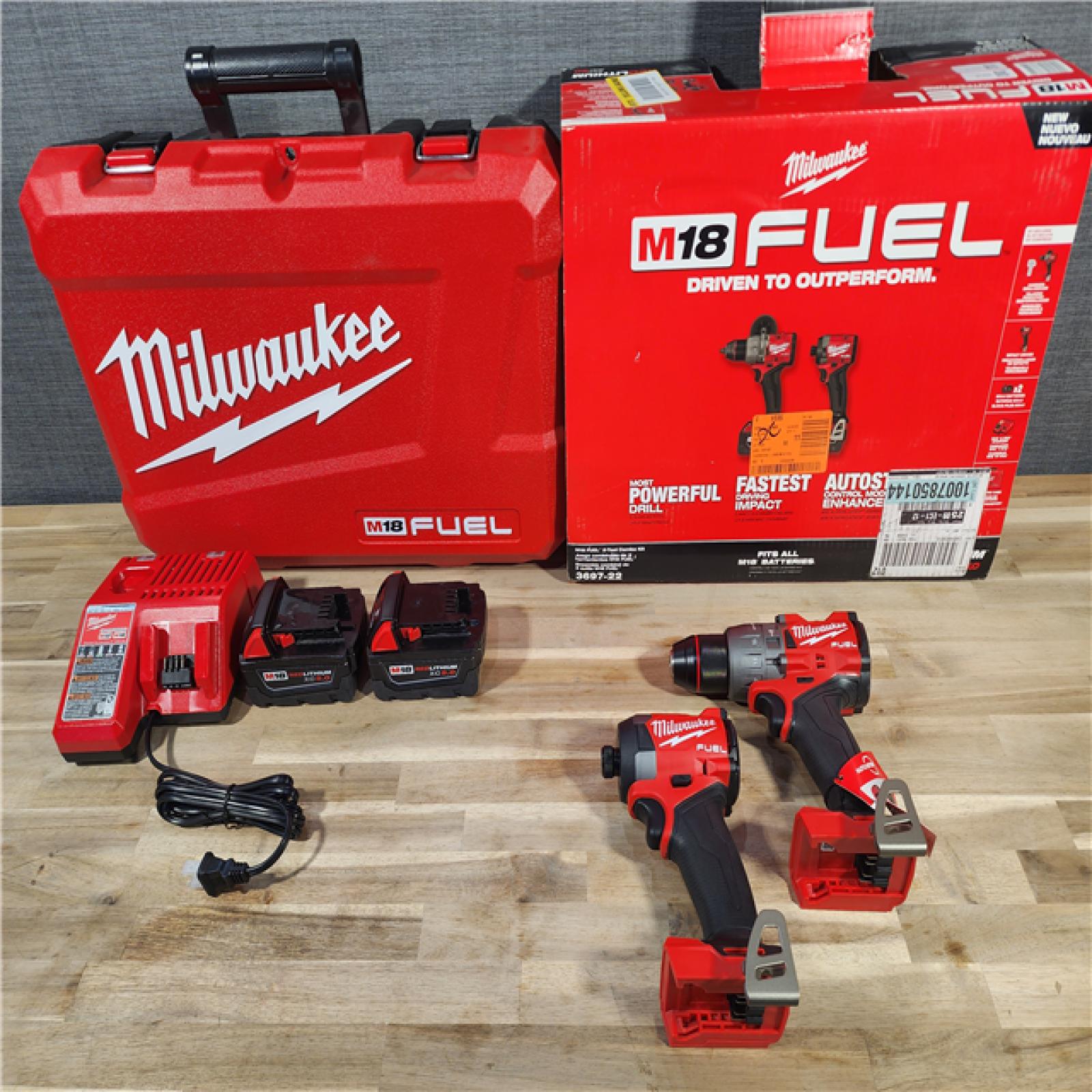 HOUSTON LOCATION - AS-IS (APPEARS LIKE NEW) MILWAUKEE M18 FUEL 18V Lithium-Ion Brushless Cordless Hammer Drill and Impact Driver Combo Kit (2-Tool) with 2 Batteries