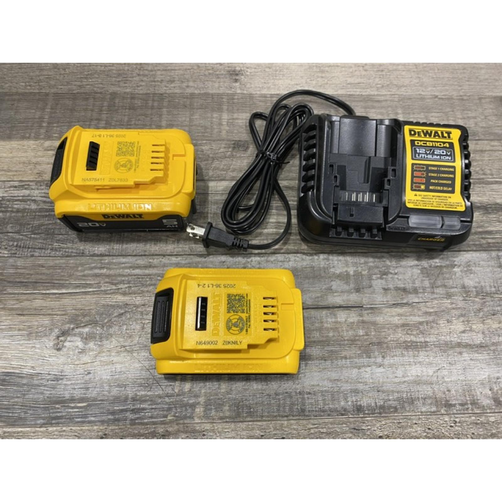 AS-IS DEWALT 20V MAX Lithium-Ion Battery Kit with 5.0Ah and 2.0Ah Battery and Charger