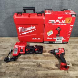 HOUSTON LOCATION - AS-IS Milwaukee 2904-22 Hammer Drill Driver Kit with Batteries  Charger & Tool Case  Red
