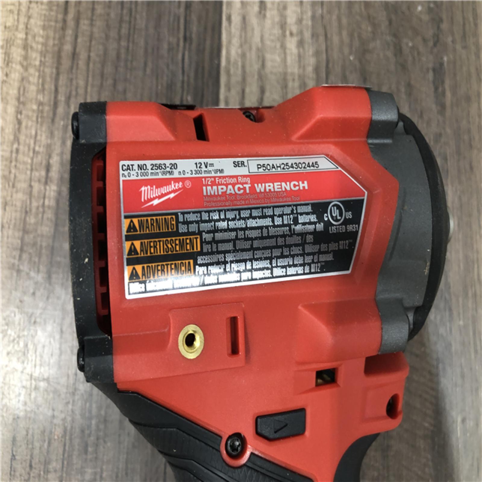AS-IS Milwaukee FUEL 12V Lithium-Ion Brushless Cordless Stubby 1/2 in. Impact Wrench (Tool-Only)