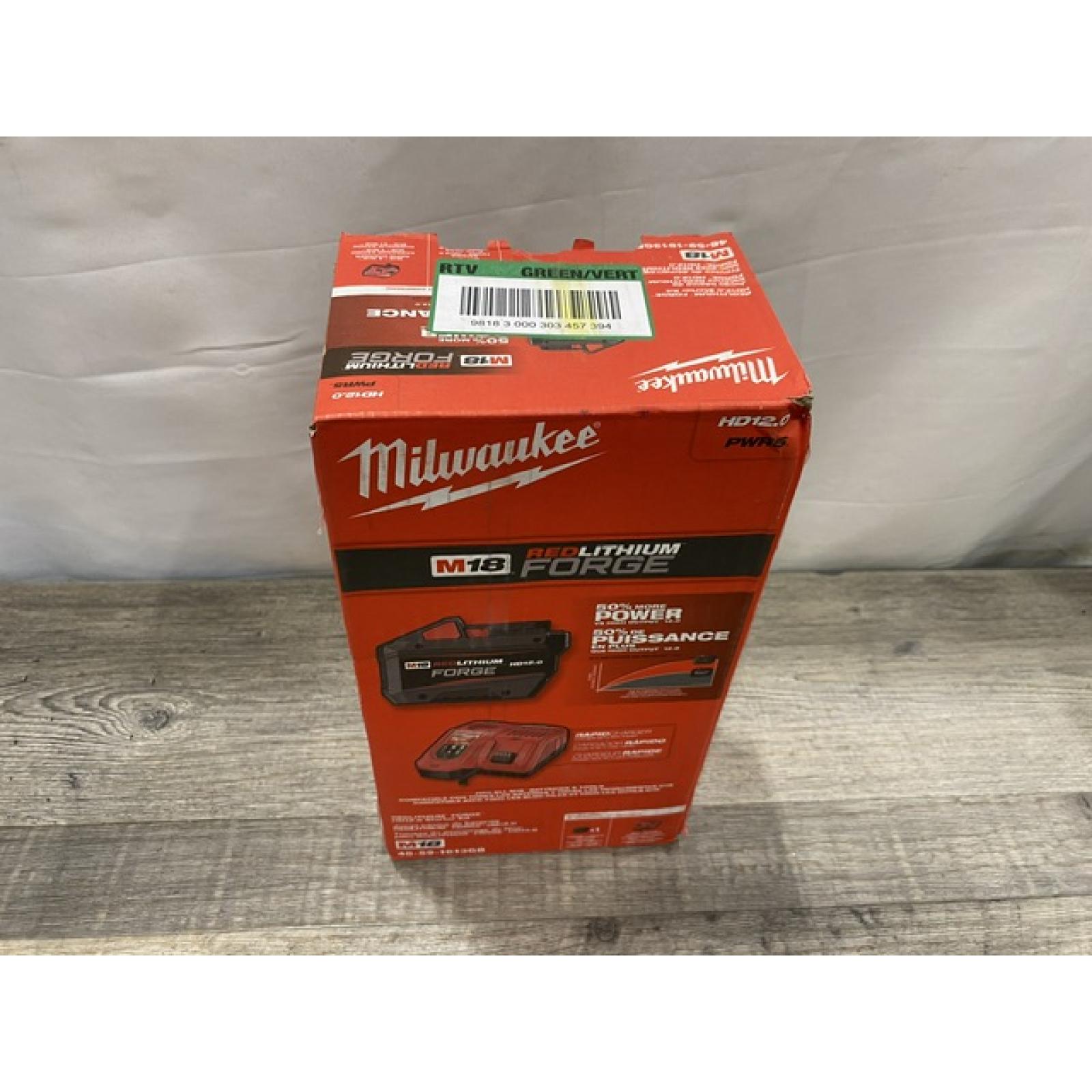 NEW - Milwaukee 18-Volt Lithium-Ion REDLITHIUM FORGE Starter Kit with 12. 0Ah Battery and Charger