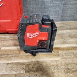 HOUSTON LOCATION - AS-IS Milwaukee Green 100 ft. Cross Line and Plumb Points Rechargeable Laser Level