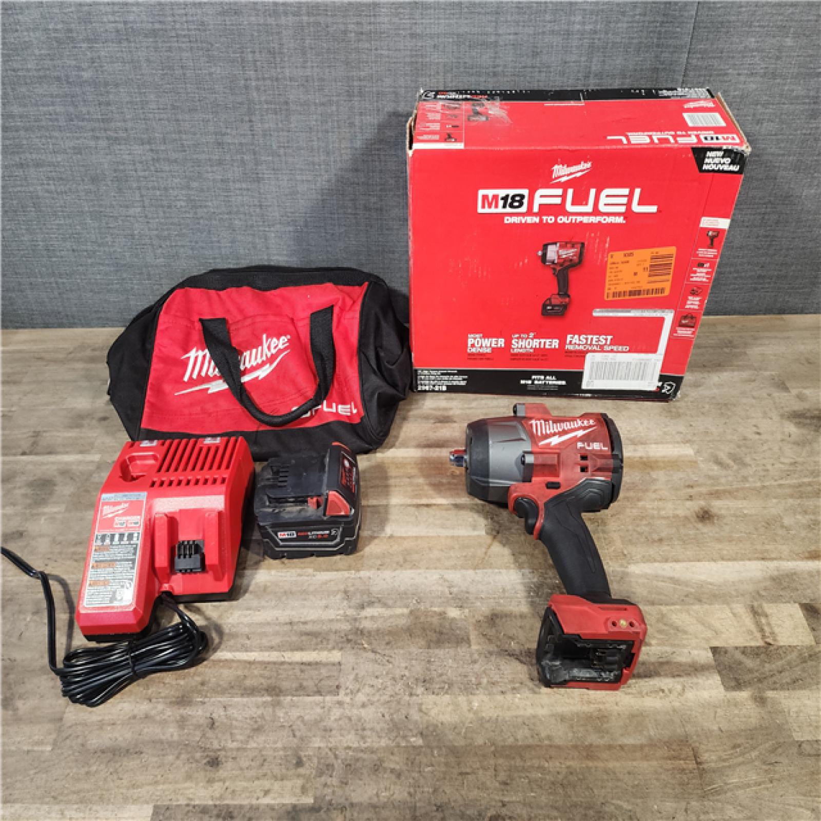 HOUSTON LOCATION - AS-IS Milwaukee M18 1/2 in. Cordless Brushless High Torque Impact Wrench Kit (Battery & Charger)