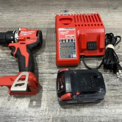 AS-IS Milwaukee 18V Lithium-Ion Brushless Cordless 1/2 in. Compact Hammer Drill/Driver Kit