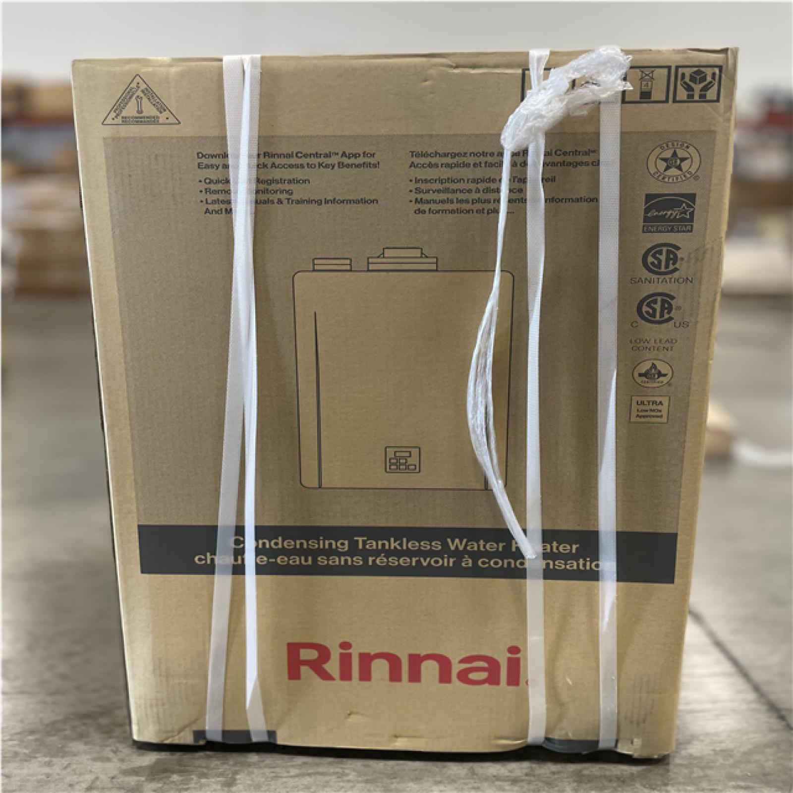 DALLAS LOCATION- AS-IS RINNAI Sensei High Efficiency 11 GPM 199,000 BTU Natural Gas/Propane Tankless Water Heater w/ Recirculating Pump