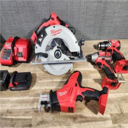 HOUSTON LOCATION - AS-IS MILWAUKEE 4 TOOL COMBO KIT W/ (2) BATTERY & CHARGER