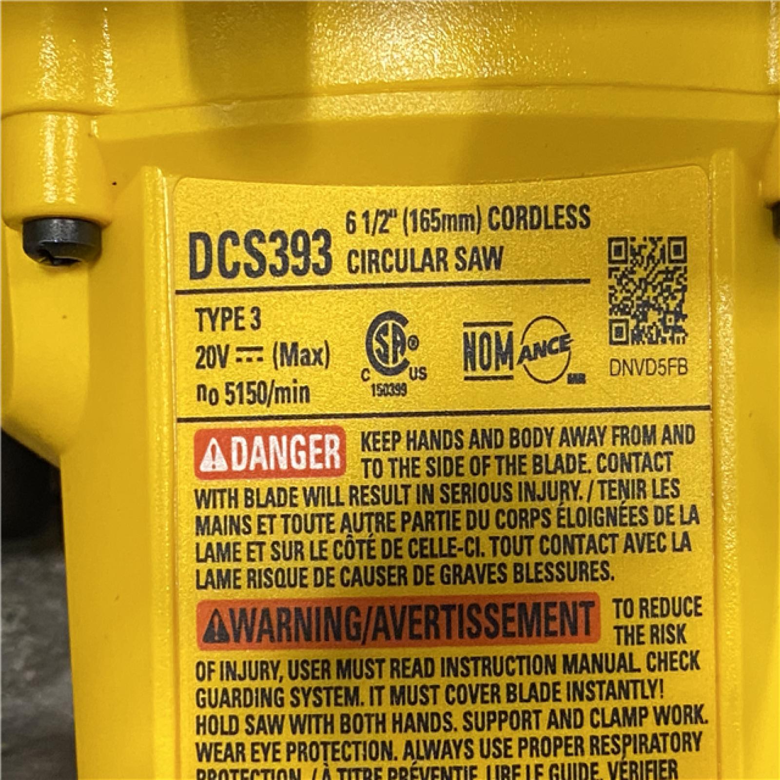 AS-IS DEWALT 20-Volt MAX Lithium-Ion Cordless 6-1/2 in. Circular Saw (Tool-Only)