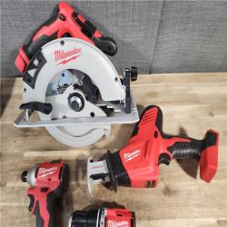 HOUSTON LOCATION - AS-IS Milwaukee M18 18-Volt Lithium-Ion Brushless Cordless Combo Kit (4-Tool) with 2-Batteries, 1-Charger and Tool Bag