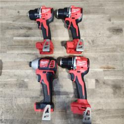 HOUSTON LOCATION - AS-IS MILWAUKEE 4 TOOL COMBO KIT W/ (2) BATTERY & CHARGER
