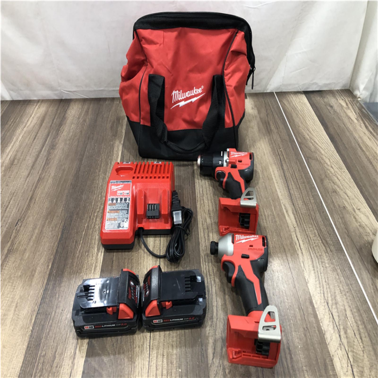 AS-IS Milwaukee 18V Lithium-Ion Brushless Cordless Compact Drill/Impact Combo Kit