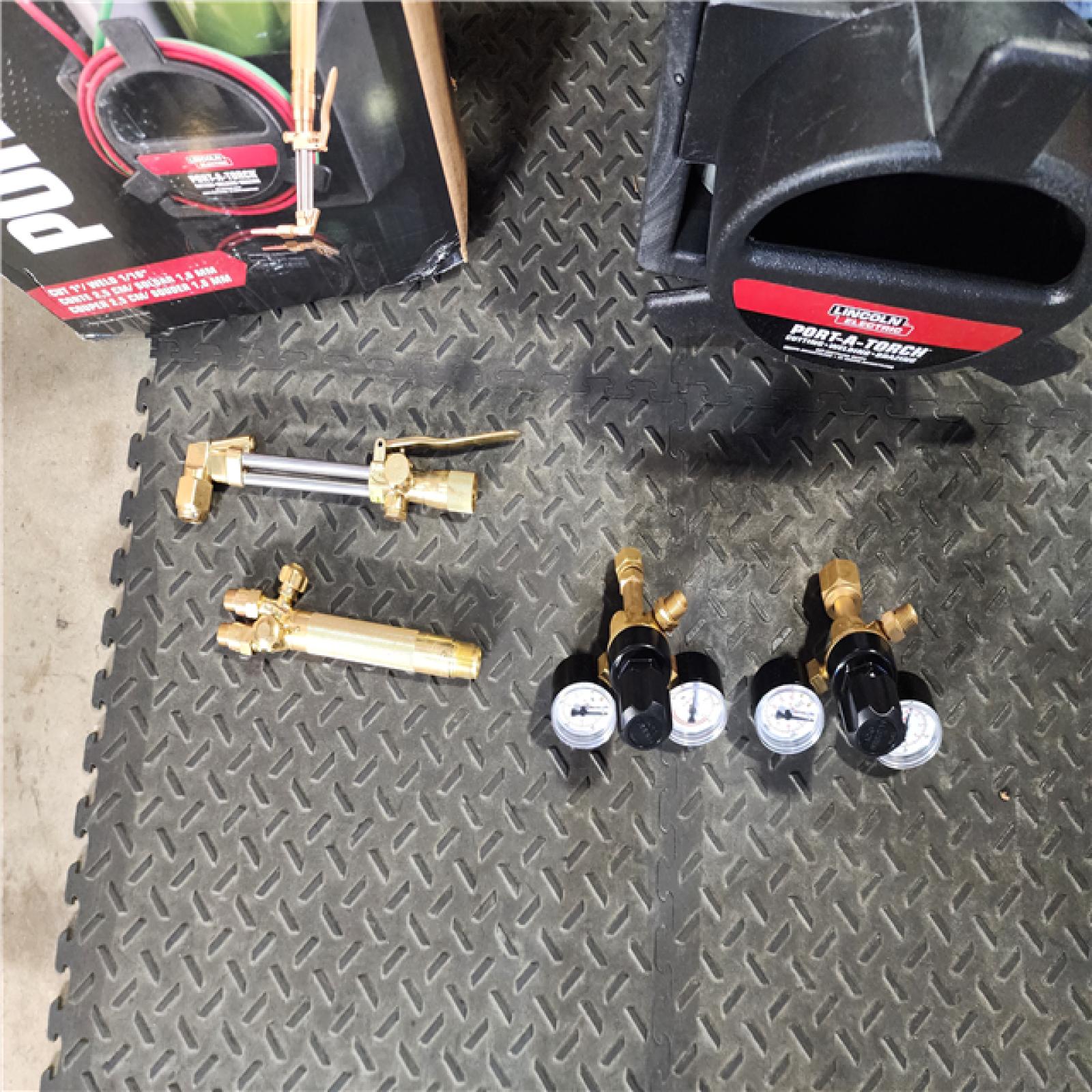 HOUSTON LOCATION - AS-IS Lincoln Electric Port-a-Torch Kit with Oxygen and Acetylene Tanks and 3/16 in. X 12 Ft. Hose  for Cutting Welding and Brazing