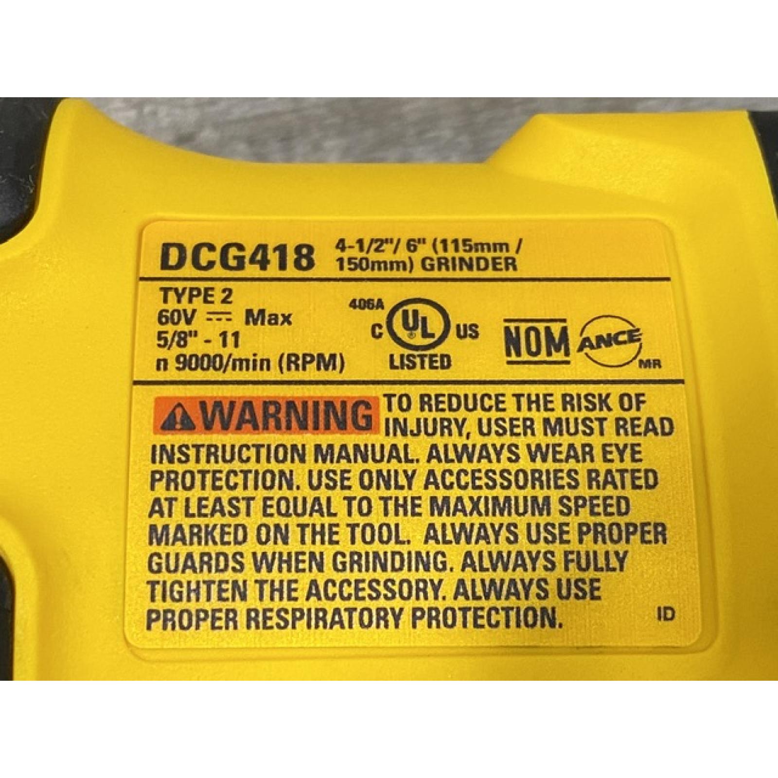 AS-IS DEWALT FLEXVOLT 60V MAX Cordless Brushless 4.5 in. to 6 in. Small Angle Grinder with Kickback Brake (Tool Only)