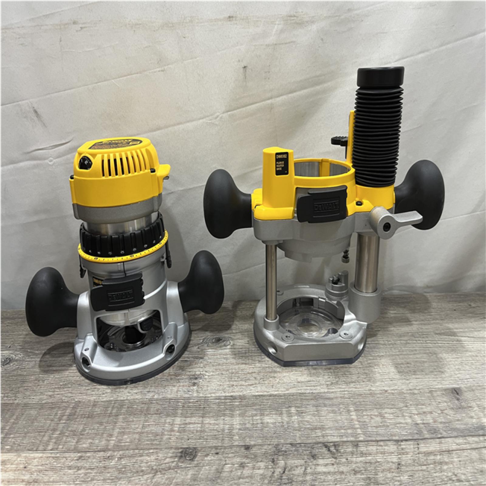 AS-IS DEWALT 12 Amp Corded 2-1/4 Horsepower Fixed and Plunge Base Router Kit
