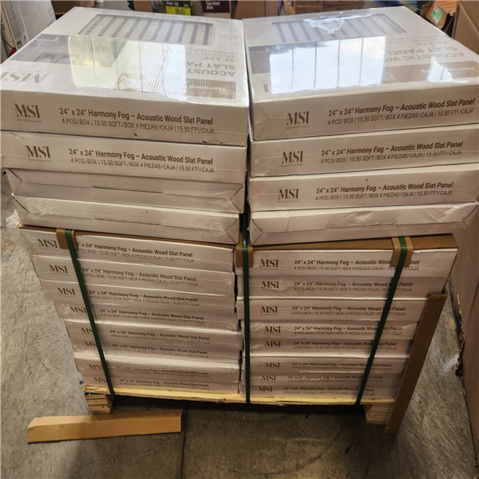 Phoenix NEW MSI Harmony Fog 24 in. x 24 in. Gray Light Wood Slat Decorative Acoustic Sound Absorbing Panels (24-Packs /372 sq. ft.)