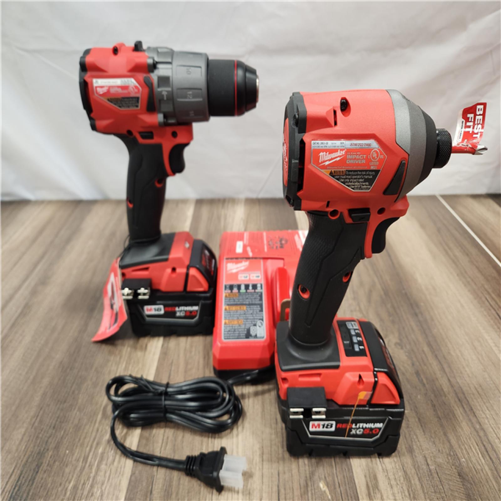 AS-IS- MILWAUKEE FUEL 18V Lithium-Ion Brushless Cordless Hammer Drill and Impact Driver Combo Kit