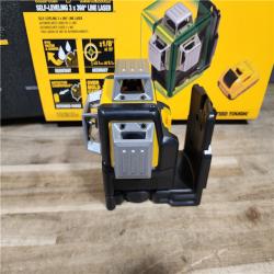 HOUSTON LOCATION - AS-IS DeWalt 12V MAX Lithium-Ion 100 Ft. Green Self-Leveling 3-Beam 360 Degree Laser Level with 2.0Ah Battery, Charger and Case