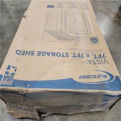 Phoenix AS-IS Suncast Vista 7 ft. W x 7 ft. D Plastic Resin Storage Shed with Floor (50 sq. ft.) in Colonnade (Beige)