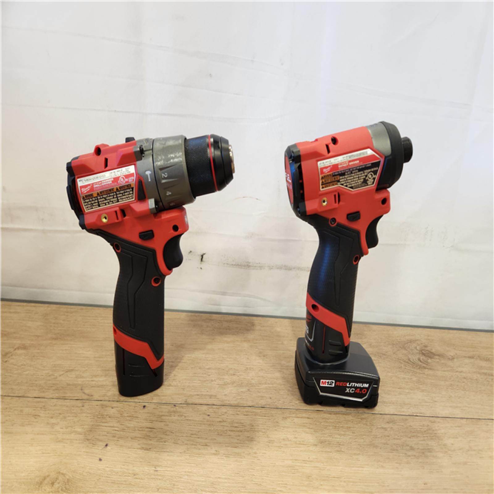 AS-IS- Milwaukee 12V Brushless Hammer Drill and Impact Driver Combo Kit