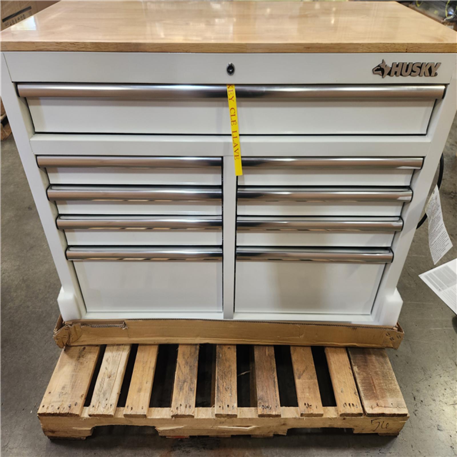 Phoenix NEW Husky Tool Storage 46 in. W x 18 in. D 9-Drawer Gloss White Mobile Workbench Cabinet