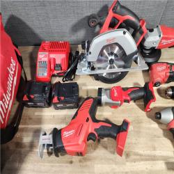 HOUSTON LOCATION - AS-IS Milwaukee M18 18-Volt Lithium-Ion Cordless Combo Kit 7-Tool with 2-Batteries, Charger and Tool Bag