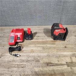 HOUSTON LOCATION - AS-IS Milwaukee Green 125 Ft. Cross Line and Plumb Points Laser Level Kit