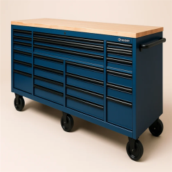 DALLAS LOCATION- AS-IS Husky Heavy Duty 84-inch 22 DRAWER Matte Blue Mobile Workbench Cabinet