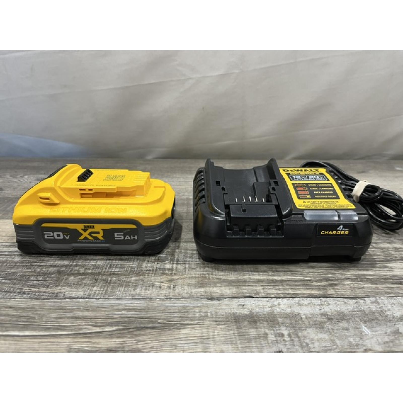 AS-IS DEWALT 20V MAX XR POWERSTACK Lithium-Ion Battery Starter Kit with 5.0Ah Battery and Charger