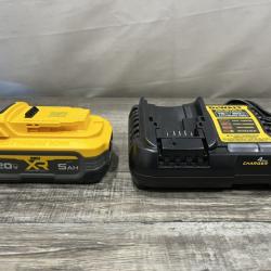 AS-IS DEWALT 20V MAX XR POWERSTACK Lithium-Ion Battery Starter Kit with 5.0Ah Battery and Charger