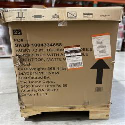 DALLAS LOCATION- AS-IS HUSKY 72 in. W x 24 in. D 18-Drawer Heavy Duty Adjustable Height Mobile Workbench Cabinet