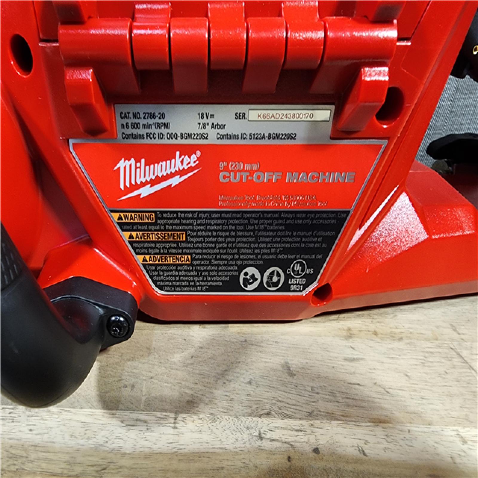 HOUSTON LOCATION - AS-IS Milwaukee M18 FUEL 9 Cut-Off Saw with ONE-KEY (TOOL ONLY)