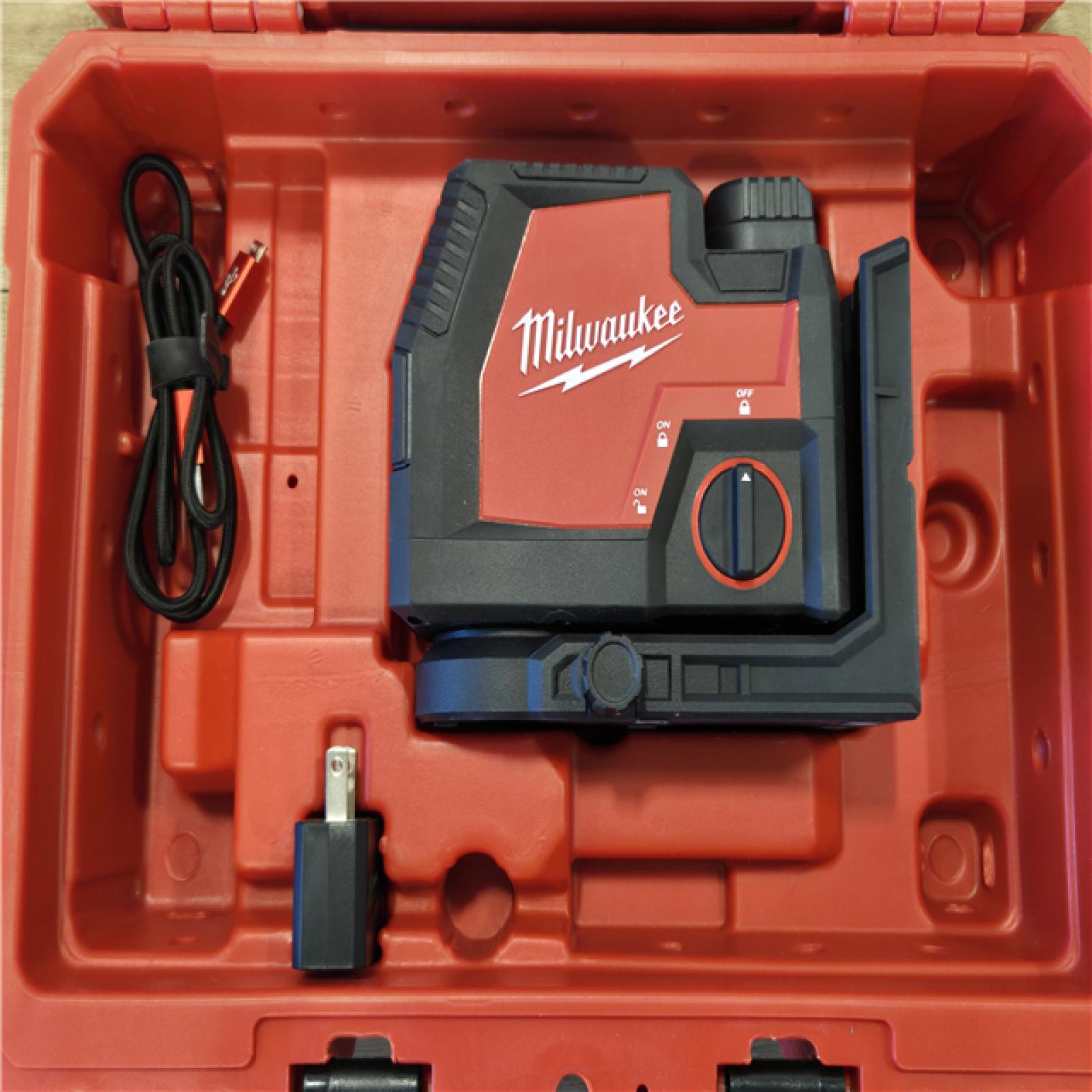 AS-IS MILWAUKEE 100 ft. REDLITHIUM Lithium-Ion USB Green Rechargeable Cross Line Laser Level (TOOL ONLY)