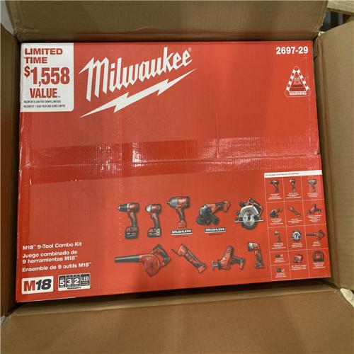 NEW M18 18-Volt Lithium-Ion Cordless Combo Kit 9-Tool with 2-Batteries, Charger and Tool Bag