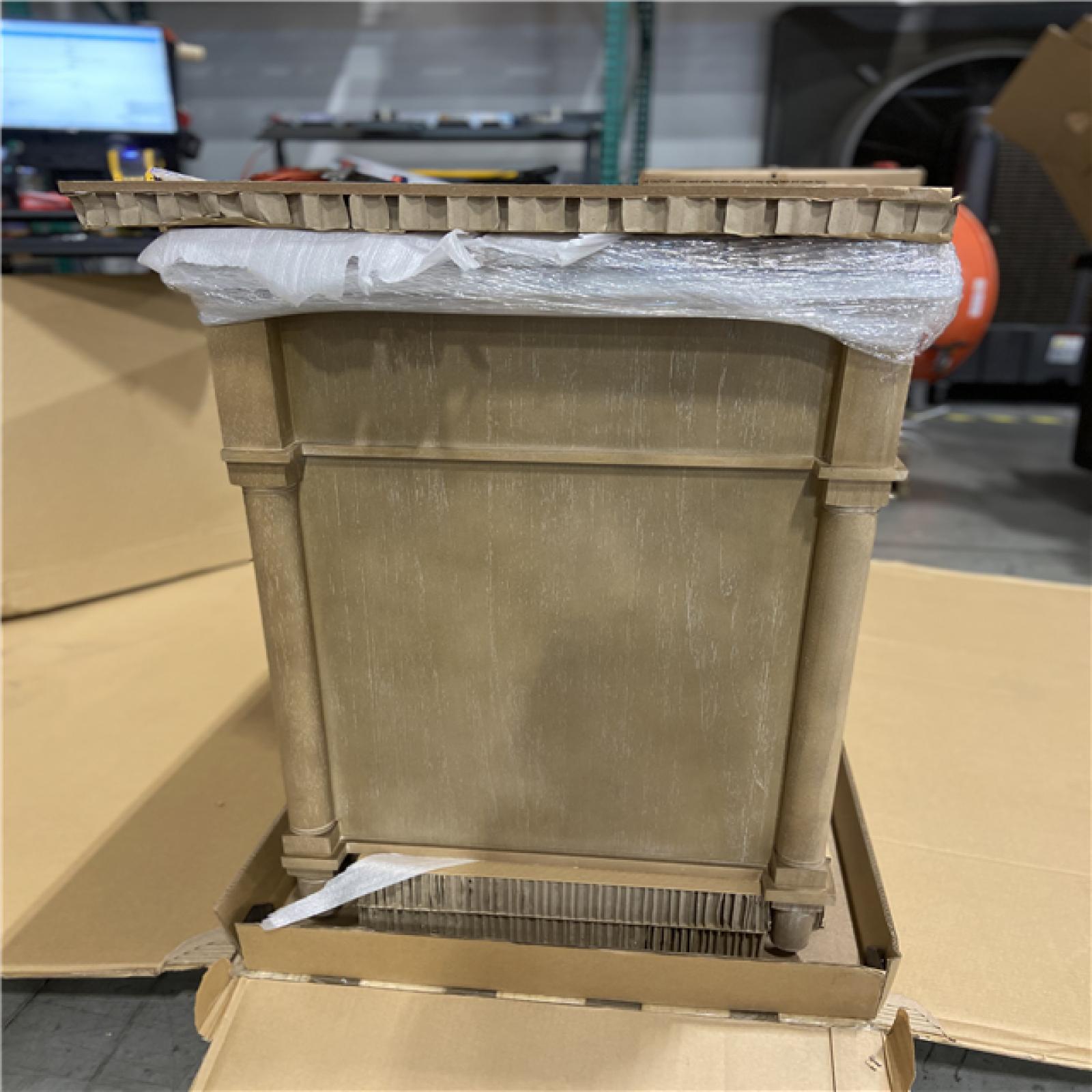 DALLAS LOCATION - Home Decorators Collection Aberdeen 60 in. Double Sink Antique Oak Bath Vanity with Carrara Marble Top (Assembled)