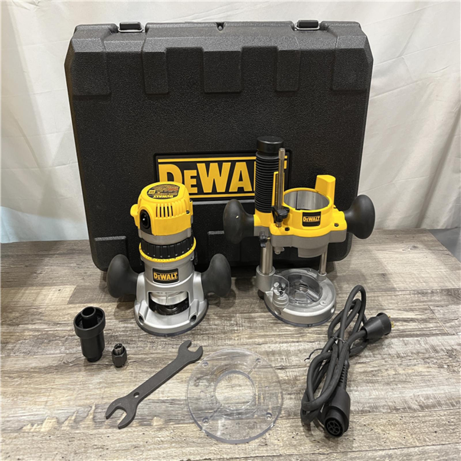 AS-IS DEWALT 2-1/4 HP Electronic Variable Speed Fixed Base and Plunge Router Combo Kit