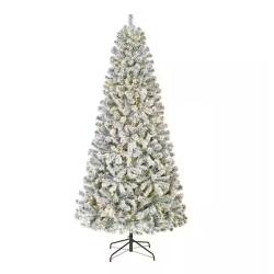 DALLAS LOCATION - Home Accents Holiday 7.5 ft. Festive Mixed Pine Flocked LED Pre-Lit Artificial Christmas Tree T12 - Retail $903