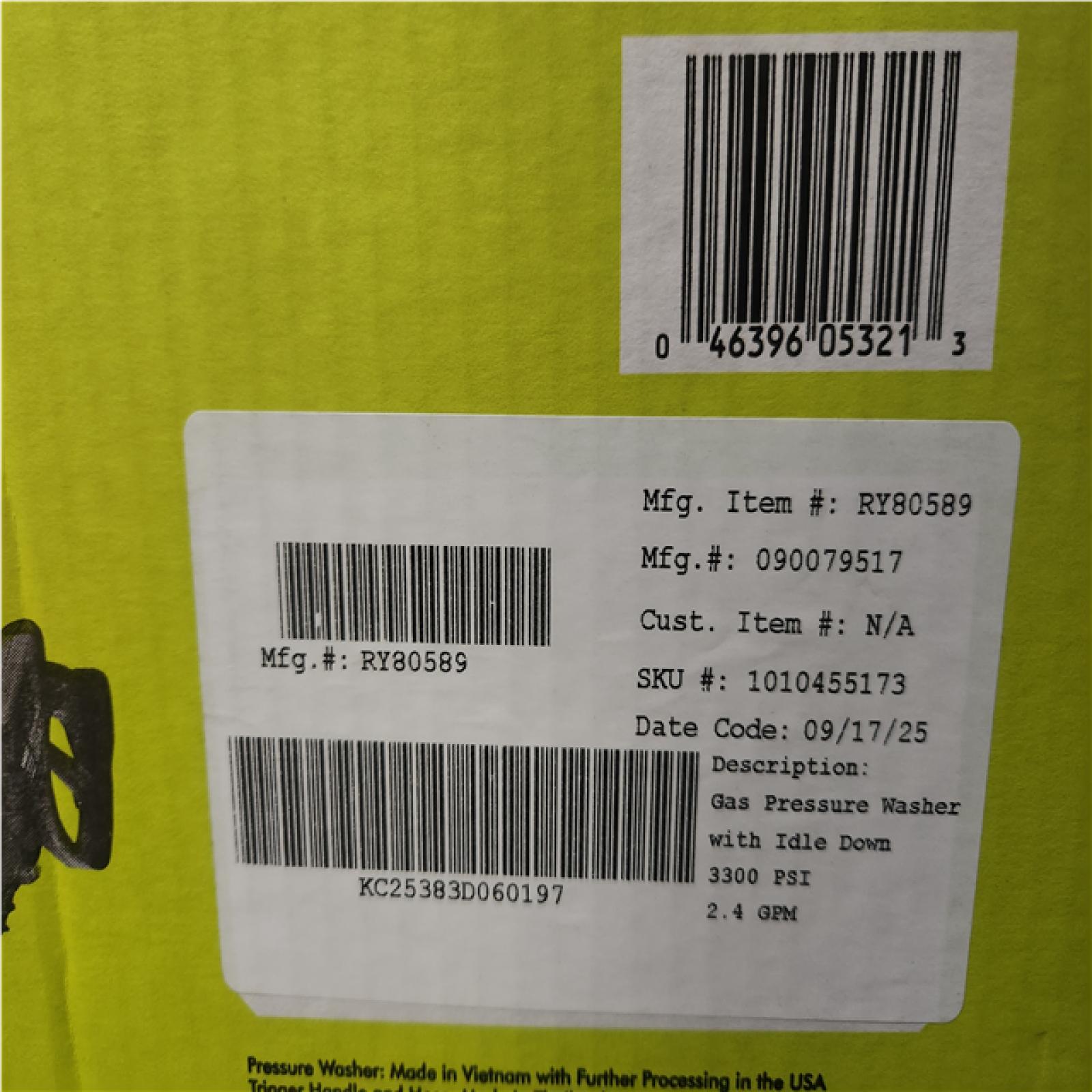 Phoenix NEW RYOBI 3300 PSI 2.4 GPM Cold Water Gas Pressure Washer with 212cc Engine