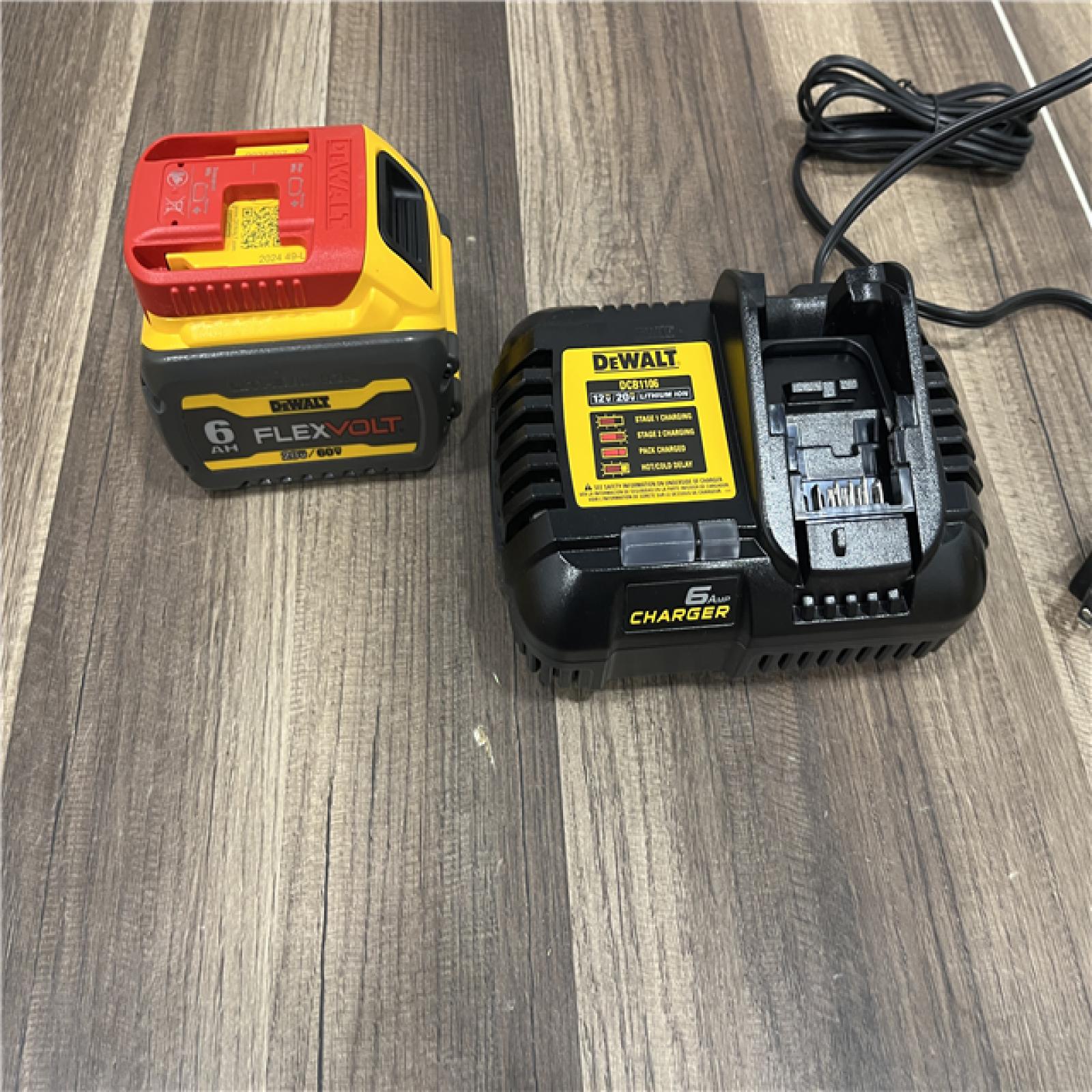 AS-IS DEWALT FLEXVOLT 20V/60V MAX Lithium-Ion 6.0Ah Battery Pack with 6 Amp Output Charger