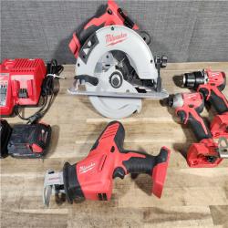 HOUSTON LOCATION - AS-IS MILWAUKEE 4 TOOL COMBO KIT W/ (2) BATTERY & CHARGER