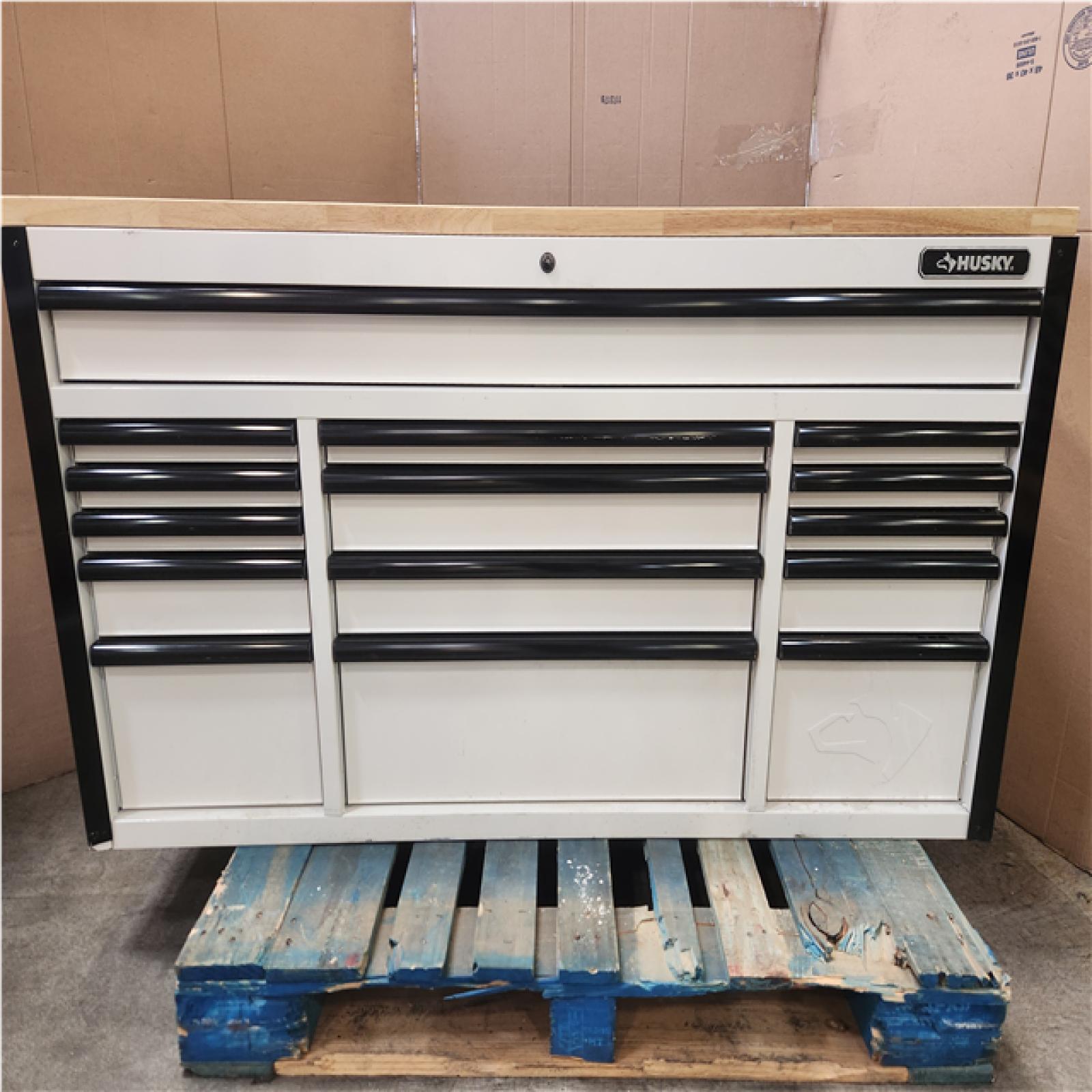 Phoenix Husky Tool Storage 61 in. W x 23 in. D Heavy Duty White Mobile Workbench Tool Chest