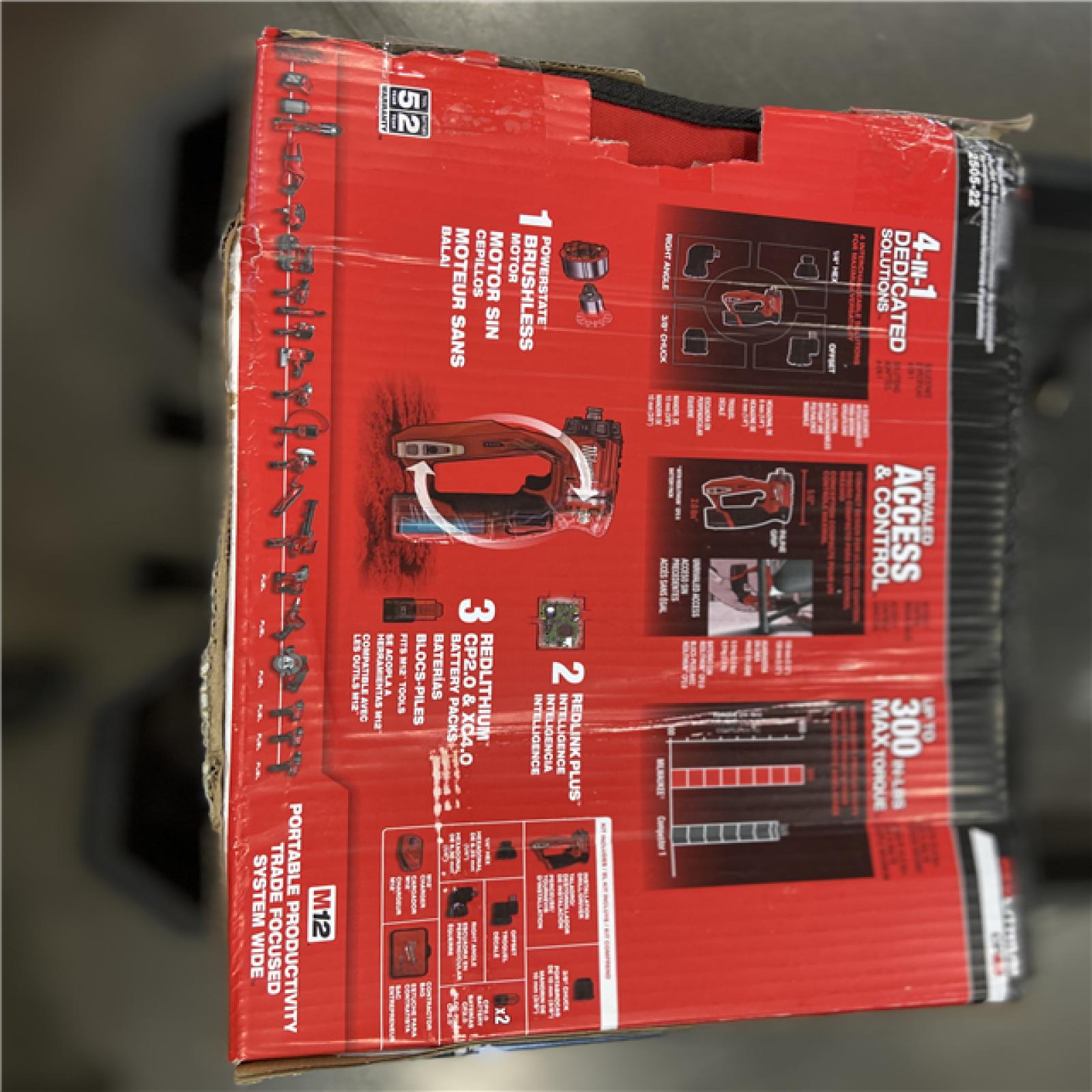 AS-IS Milwaukee M12 FUEL 12V Lithium-Ion Brushless Cordless 4-in-1 Installation 3/8 in. Drill Driver Kit with 4-Tool Heads