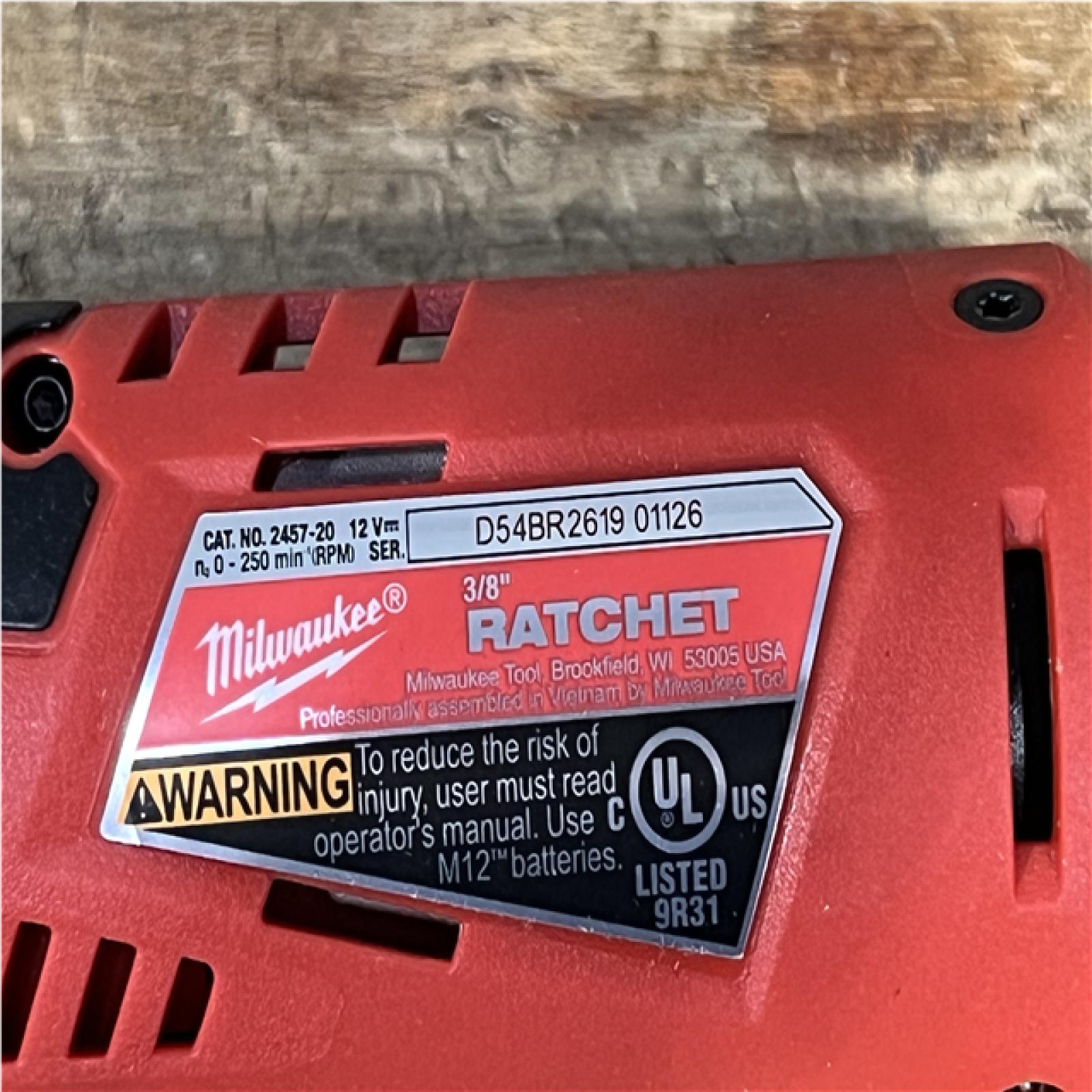 Houston Location AS-IS Milwaukee 12V Lithium-Ion Cordless 3/8 in. Ratchet (Tool-Only)