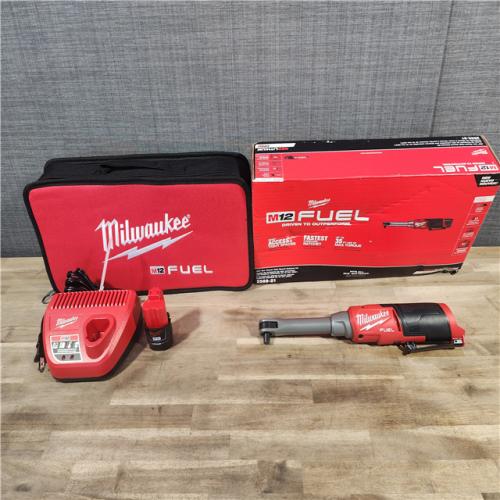 HOUSTON LOCATION - AS-IS Milwaukee M12 FUEL Brushless Cordless 3/8 in. Extended Reach High Speed Ratchet Kit