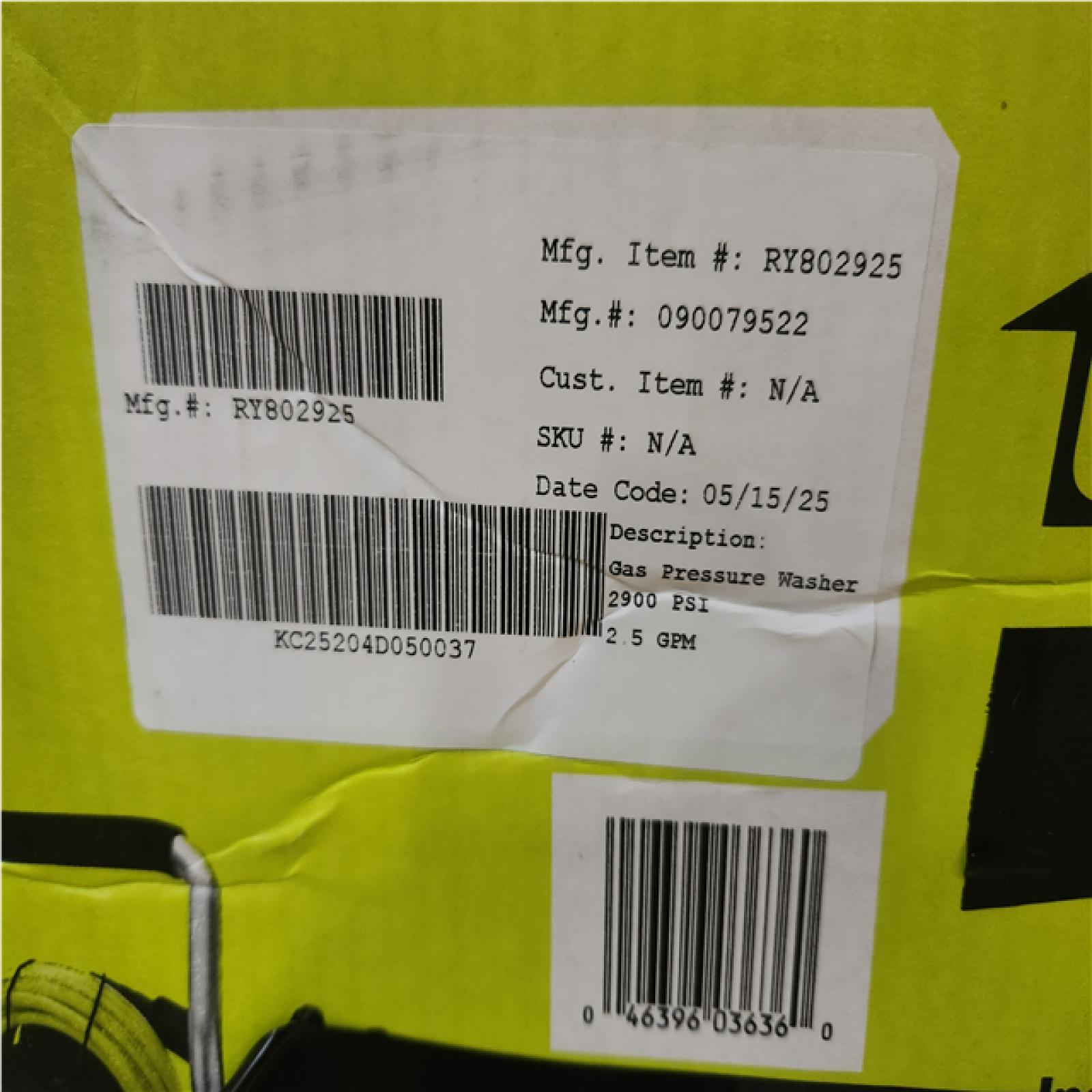 Phoenix NEW RYOBI 2900 PSI 2.5 GPM Cold Water Gas Pressure Washer with 212cc Engine