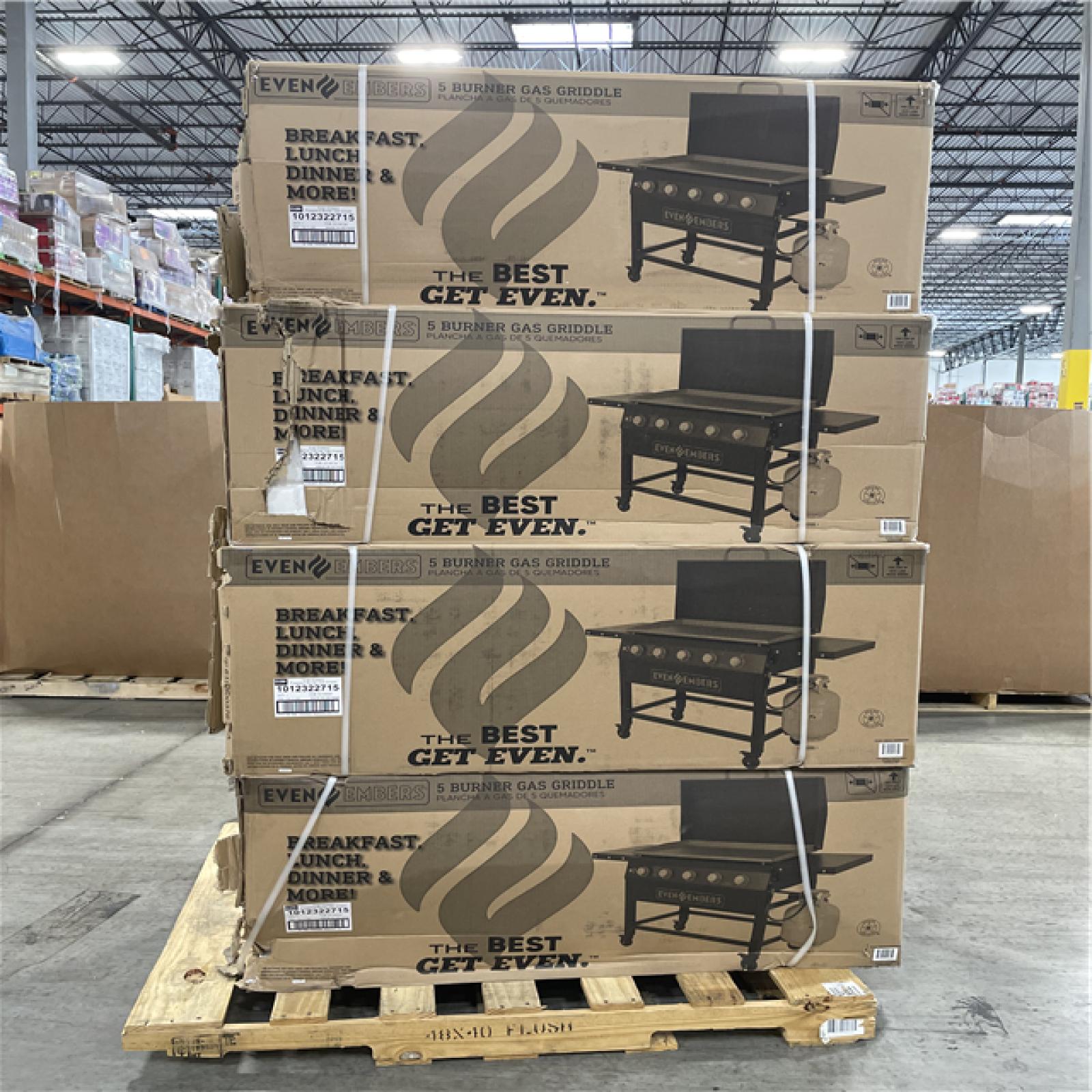 DALLAS LOCATION- EVEN EMBERS 5-Burner Propane Gas Griddle PALLET (4 UNITS)
