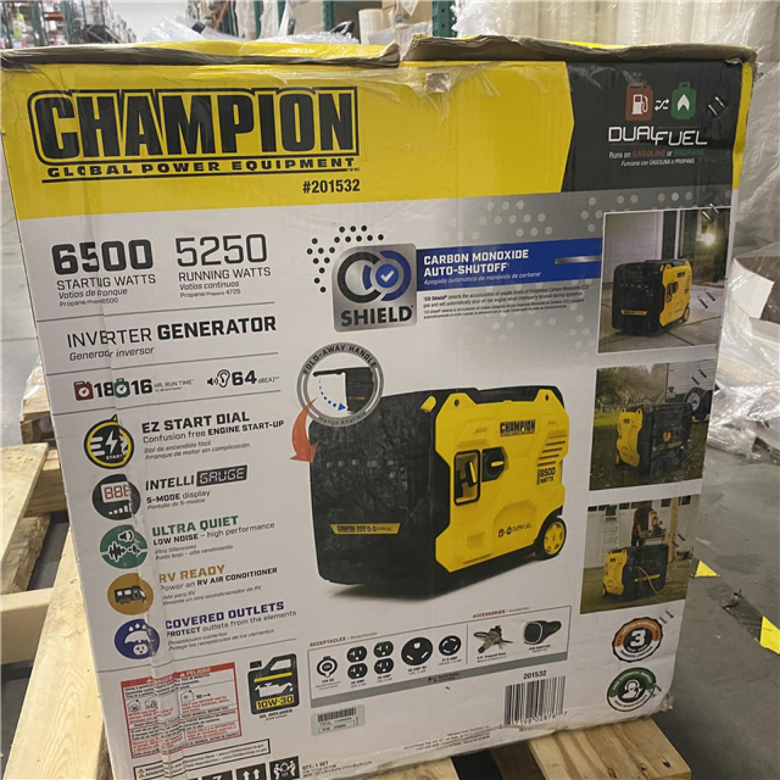 Dallas Location - As-Is Champion 201532 6500W Dual Fuel Inverter Generator