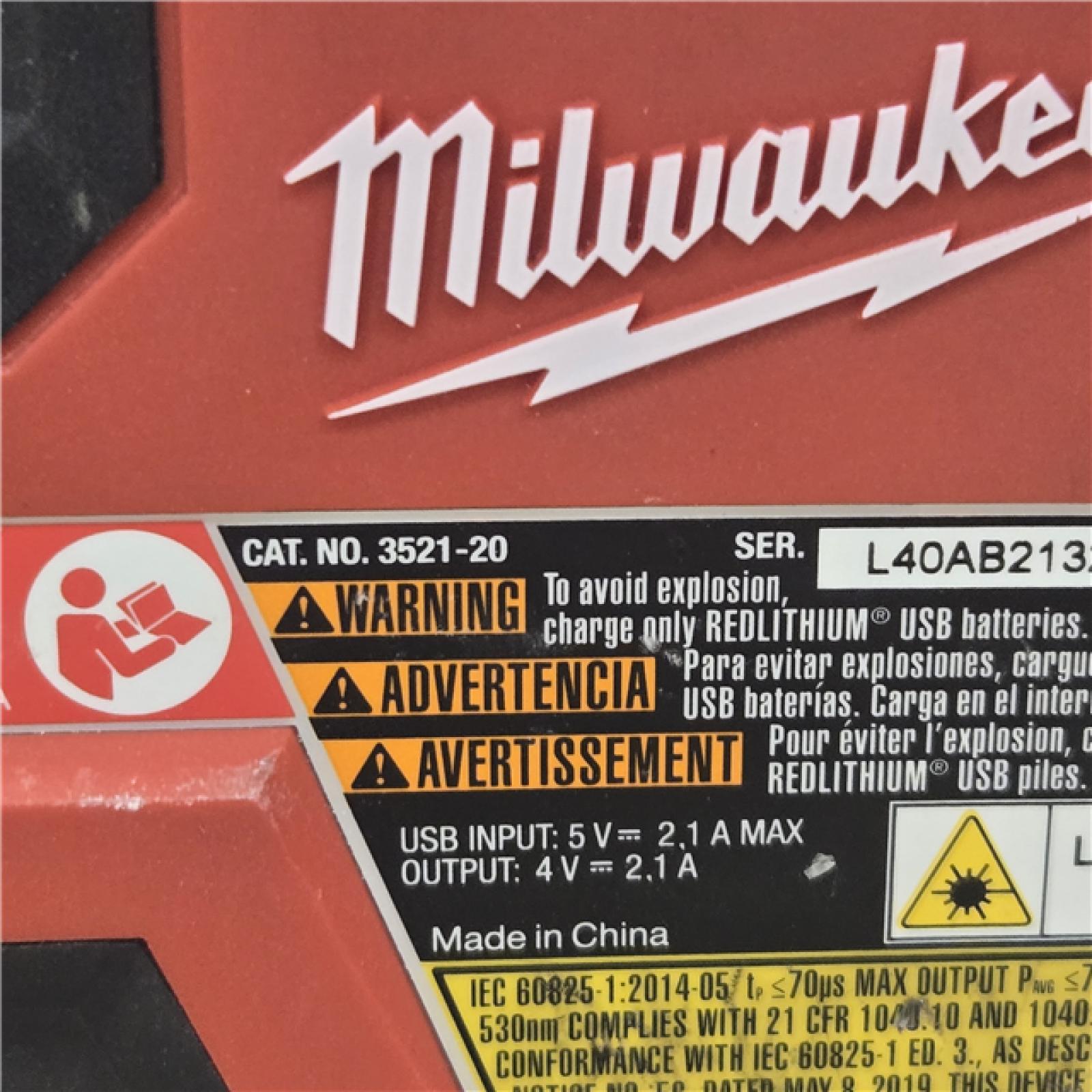 AS-IS MILWAUKEE 100 Ft. REDLITHIUM USB Green Rechargeable Cross Line Laser Level