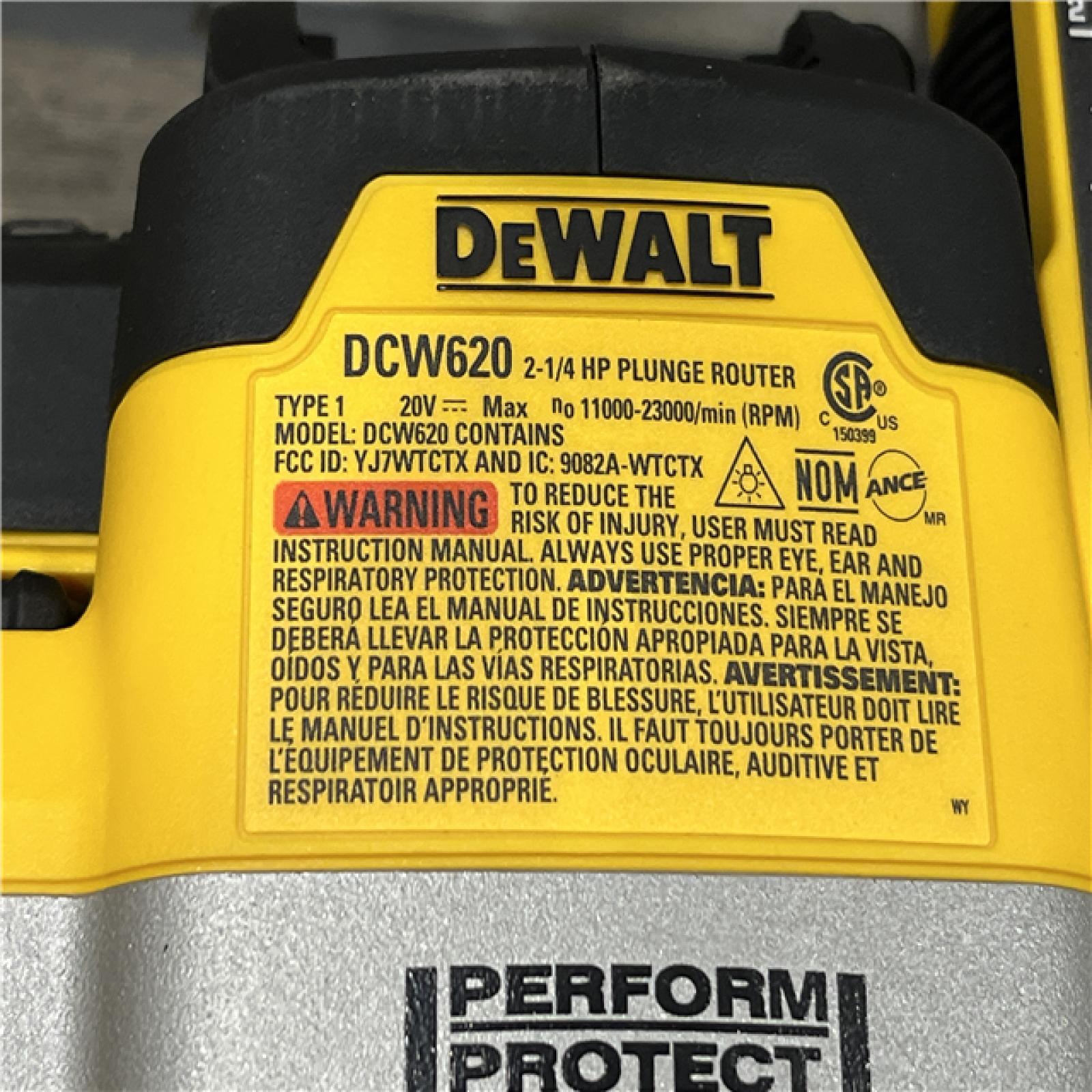 AS-IS DEWALT 20V MAX XR 2-1/4 Peak HP Brushless Cordless Plunge Router (Tool Only)