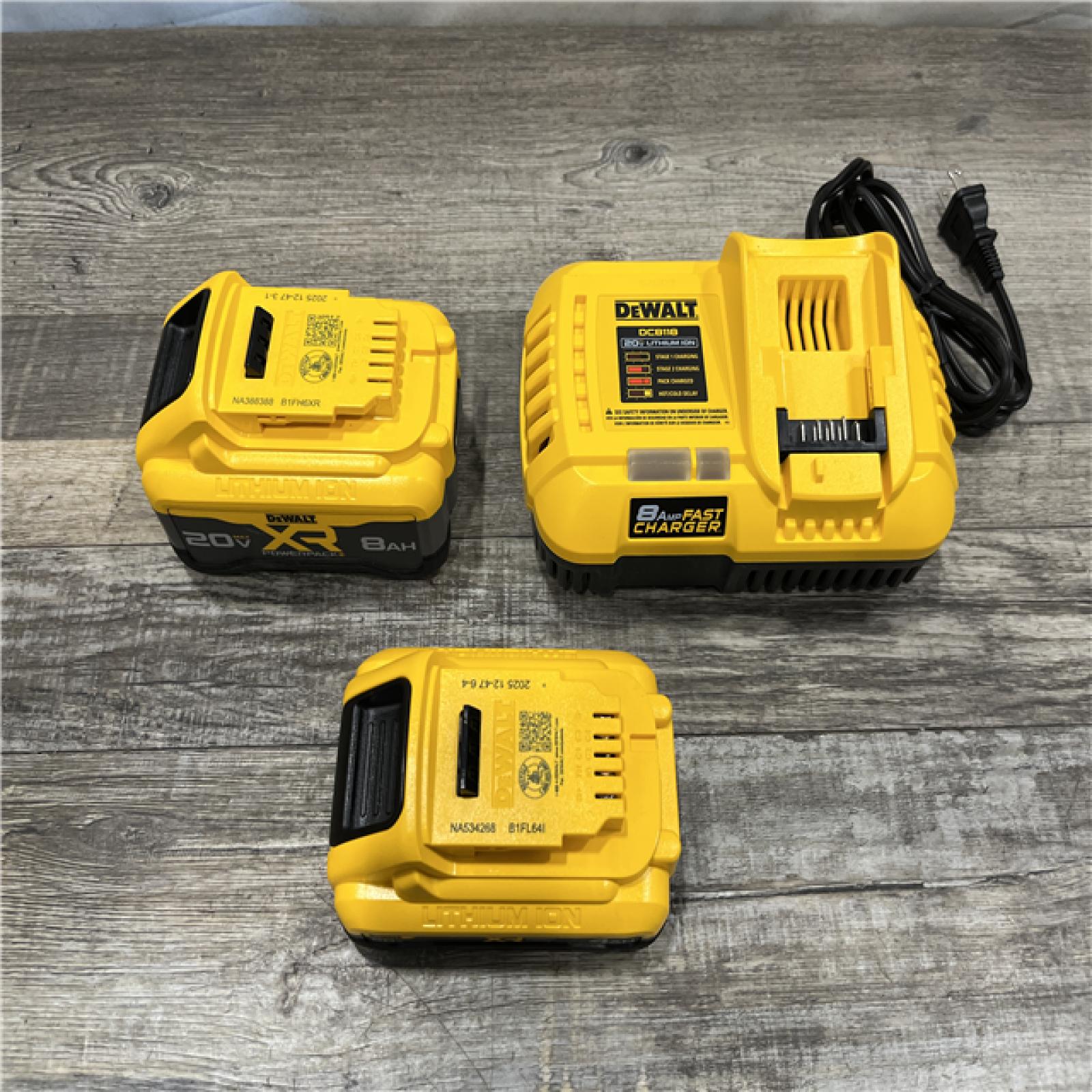 AS-IS DEWALT 20V XR Lithium-Ion Starter Pack with 8.0 Ah and 4.0 Ah Battery Packs and Charger